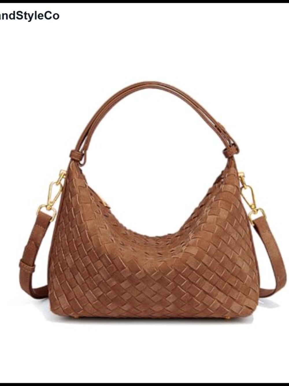 Faux Suede Woven Crescent Hobo Shoulder Bag Women Slouchy Purse